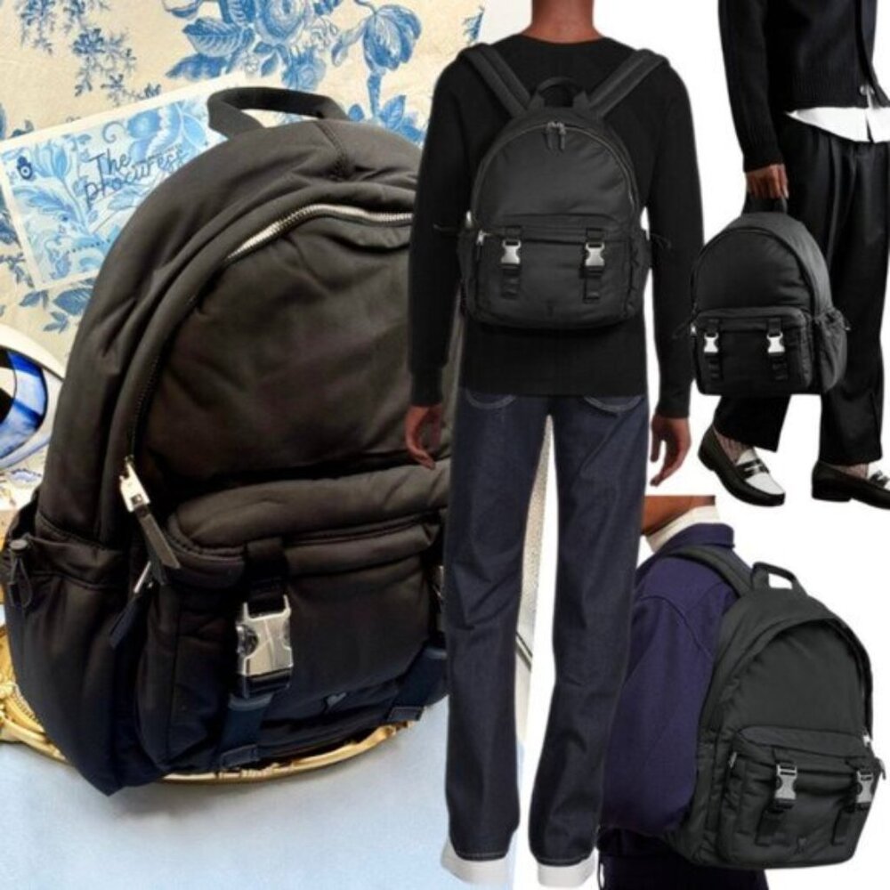 🆕 AMI PARIS 🧿 NWOT Black Ami De Coeur Nylon & Leather Backpack